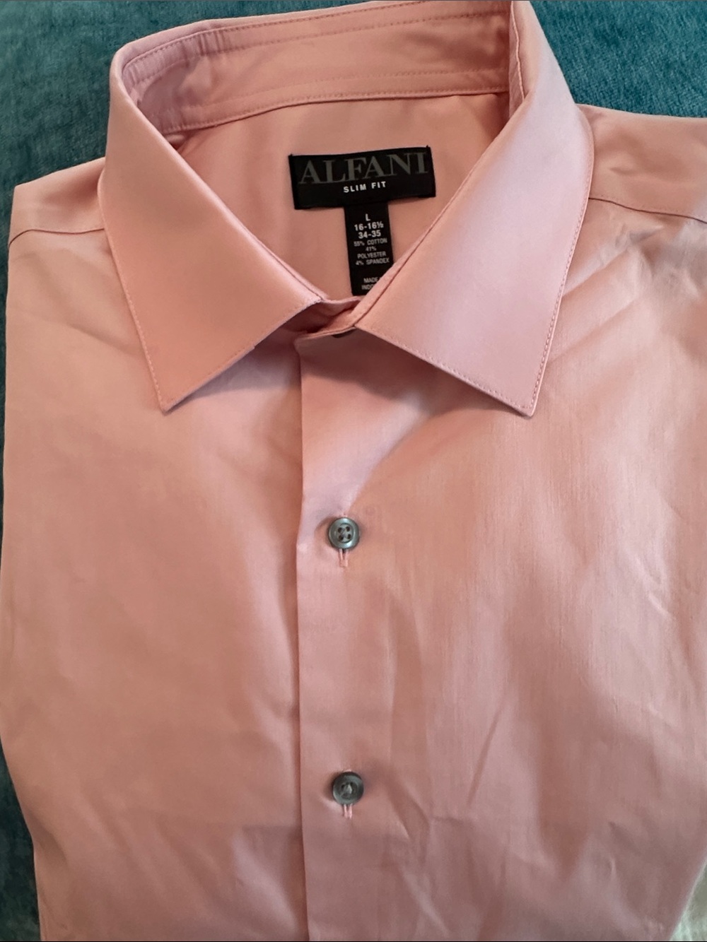 Alfani Collezioni Soft Pink Dress Shirt - Classic Point Collar Slim Fit L